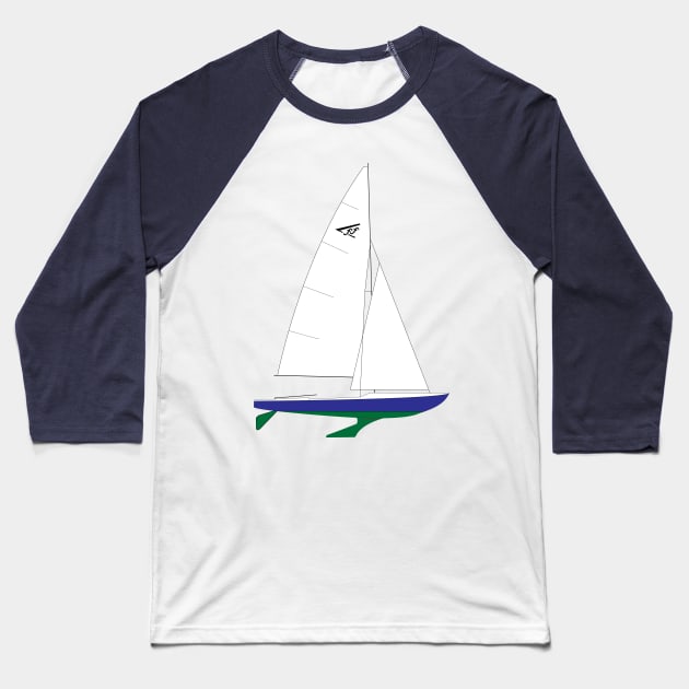 Flying Fifteen Sailboat Baseball T-Shirt by CHBB